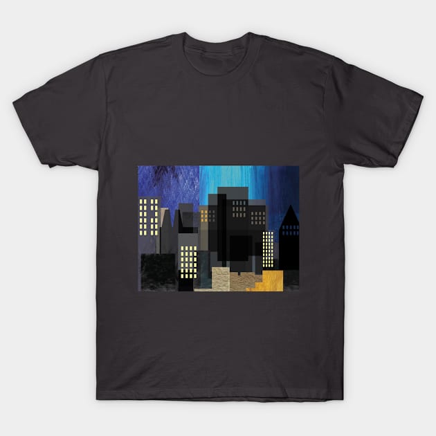 Golden Blue-Black Skyline T-Shirt by magentasponge